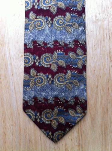 Floral Design Bill Blass Silk Necktie - Maroon, Gold