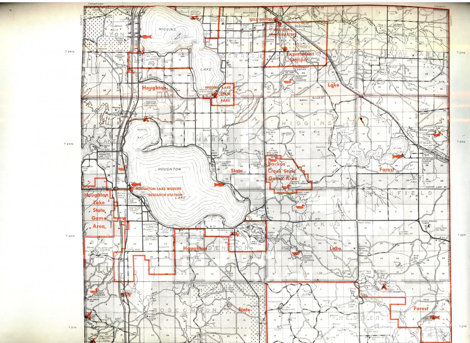 1964 Michigan Conservation Department Map Of Roscommon County Detailed   52293d65c025f 310557b 