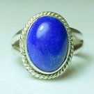 New Natural 925 Sterling Silver Southwestern  Blue Lapis Cabochon Ring Size 6