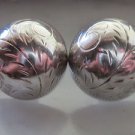 VTG Vintage Etched ENGRAVED PUFFY DOME STERLING SILVER PIERCED EARRINGS