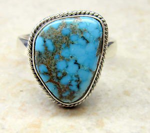 Rare Spider Web Turquoise Sterling Silver Southwestern Cabochon