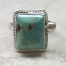 Square Aqua Green Turquoise 925 Sterling Silver Southwestern Cabochon Ring Size 6.25