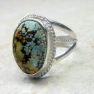 Rare Spider Web Turquoise 925 Sterling Silver Southwestern Cabochon Ring Sz 7.25