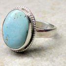 Sky Baby Blue Turquoise 925 Sterling Silver Southwestern Cabochon Ring Sz 5.75