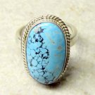 Kingman Turquoise 925 Sterling Silver Southwestern Cabochon Ring Size 6.5