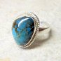 Gem Spider Web Turquoise 925 Sterling Silver Southwestern Cabochon Ring Size 7
