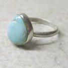New Turquoise 925 Sterling Silver Southwestern Carico Lake Cabochon Ring Sz 6.5