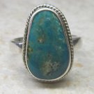 New Natural Aqua Turquoise 925 Sterling Silver Southwestern Cabochon Ring Sz 6.7