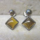 Very Nice 925 Sterling Silver Southwestern Style Tigers Eye Stud Earrings