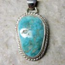New Natural Turquoise 925 Sterling Silver Southwestern Cabochon Necklace Pendant