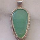 Stamped 925 Sterling Silver 100% Natural Green Gem Chrysoprase Necklace Pendant