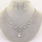 Gorgeous Bridal Prom Crystal Jewelry Set Gorgeous  Dangle Teardrop Necklace