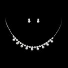 Gorgeous Bridal Prom Crystal Necklace Earrings Set Elegant Pearl Necklace
