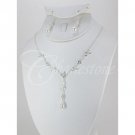 Gorgeous Bridal Prom Crystal Necklace Earrings Set Simple Pearl Necklace