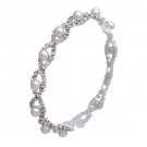 Gorgeous Bridal Prom Crystal  Jewelry White Pearl Bracelet
