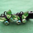 Austrian Crystal Woman Hair Pin Claw Clip Butterfly 2 Green
