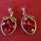 Fashion Jewelry Brilliant Crystal Rhinestones strawberry Dangle Earrings Red