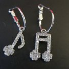 Fashion Jewelry Brilliant Elegant Crystal Rhinestones Music Dangle Earrings