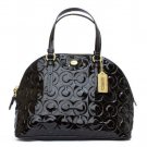 Coach Peyton Op Art Embossed Patent Cora Domed Satchel F25705 Black