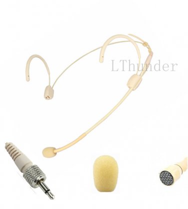 Beige Headset Microphone Headworn Condenser Microfone for Sennheiser Wireless TRS 3.5mm