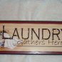 Laundry Gathers Here 15x6 Wooden Sign