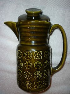 Lord Nelson Pottery Green Tall 8.3" Coffee / Tea Pot Made In England