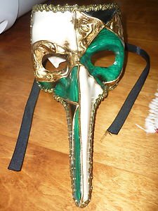 Venetian Capitano Comedia Nose 11" Mask La Maschera Del Galeone Italy Masquerade