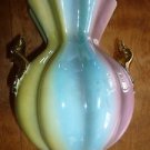Florence SICAS 521 Majolica Multicolor Rainbow Gilded Gold 7.5" Vase Italy
