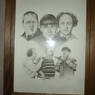 Three 3 Stooges Framed Pencil Drawing by Tillman 14x11