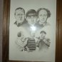 Three 3 Stooges Framed Pencil Drawing by Tillman 14x11