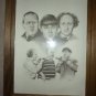 Three 3 Stooges Framed Pencil Drawing by Tillman 14x11
