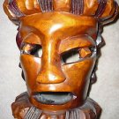 African Head Bust Face Foot Stool Wood Carving Sculpture Display Figure 10"H