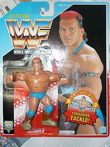 Hasbro WWF Series Tatanka Tomahawk Tackle Blue Card Action Figure wwe 1992