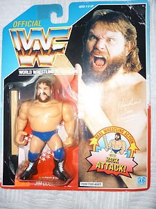 Hasbro WWF Serie 2 Hacksaw Jim Duggan Hack Attack Blue Card Action Figure wwe 90
