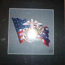 Susho Suzhou China Pure Silk Embroidery Art Work 12x12 USMC Navy Marine US Flag