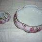 Porcelain Pink Rose Flower Bowl & Candle Holder Vintage Made in Occupied Japan