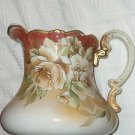 Nippon Water 6.5" Pitcher Rose Flower Pattern Early 1900s Vintage Made in Japan