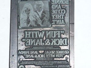 Letterpress Printer Wood Photo Etch Block Stamp:Fun With Dick and Jane '77 Fonda