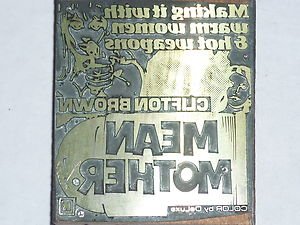 Letterpress Printer Wood Photo-Etch Block Stamp:Mean Mother 1974 Blaxploitation