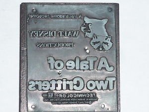 Letterpress Printer Wood Block Photo-Etch Cut Stamp:Disney A Tale of Two Critter