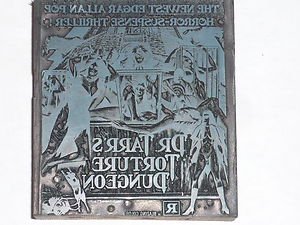 Letterpress Printer Wood Block Photo-Etch Cut Stamp:Dr Tarr's Torture Dungeon'73