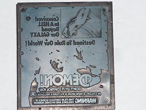 Letterpress Printer Wood Block Photo-Etch Zinc-Cut Stamp: Demon! Movie 1976