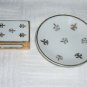 Shafford Fleur De Lis Porcelain Matchbox Holder & Mini Ashtray Plate Set Japan