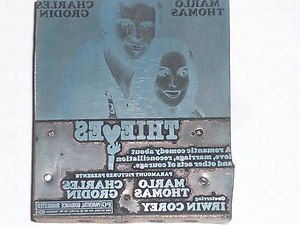 Letterpress Printer Wood Block Photo Etch Stamp: Thieves Marlo Thomas C.Grodin