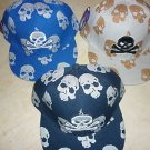 Baseball Hat Cap Embroidered Human Skull Cross Bones sizes 7.5 7.25 7 1/4 1/2