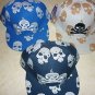Baseball Hat Cap Embroidered Human Skull Cross Bones sizes 7.5 7.25 7 1/4 1/2