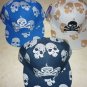 Baseball Hat Cap Embroidered Human Skull Cross Bones sizes 7.5 7.25 7 1/4 1/2