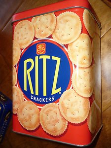 Advertising Tin Ritz Crackers Retro Style Logo 8.5x6x5" 1994