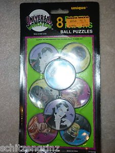 Universal Monsters 8 Ball Puzzles party favors 1991 Unique Ind. (studios