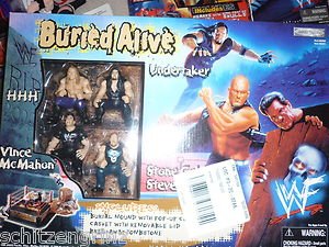 WWF 4pk Buried Alive Ring HHH Undertaker McMahon Steve Austin action figure wwe